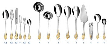 Besteck vergoldet MELODIE 70-teiliges Set