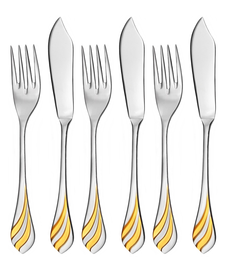 MELODIE GOLD fish cutlery 6-piece - prestige packaging