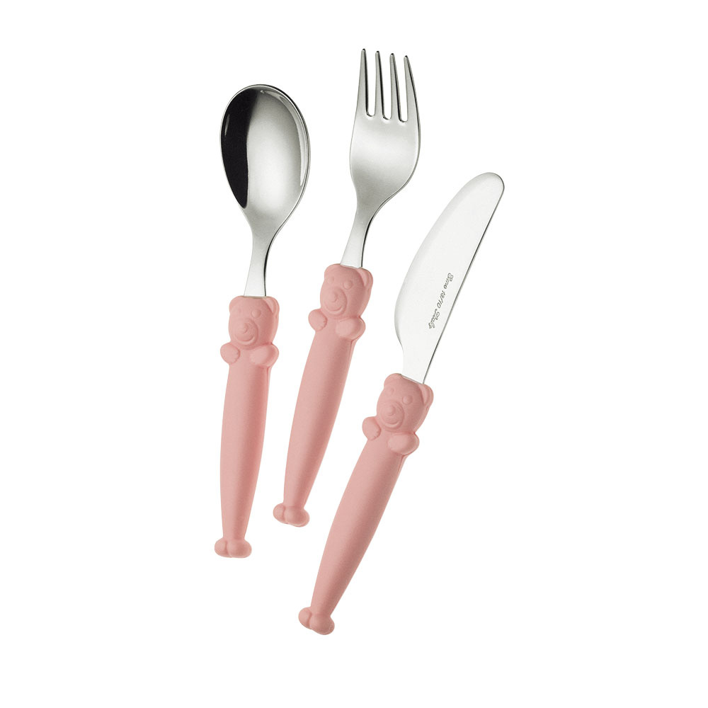 Model PAPPALLEGRA PINK - 3-piece set of children's cutlery.