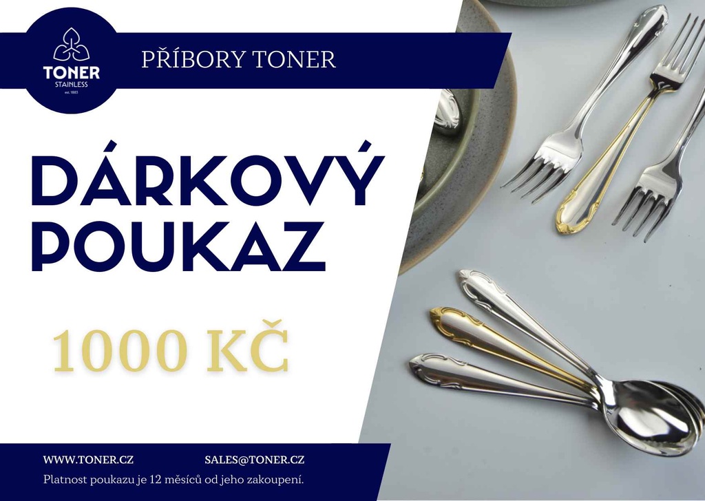 Príbory TONER: Darčekový poukaz v hodnote 40 EUR